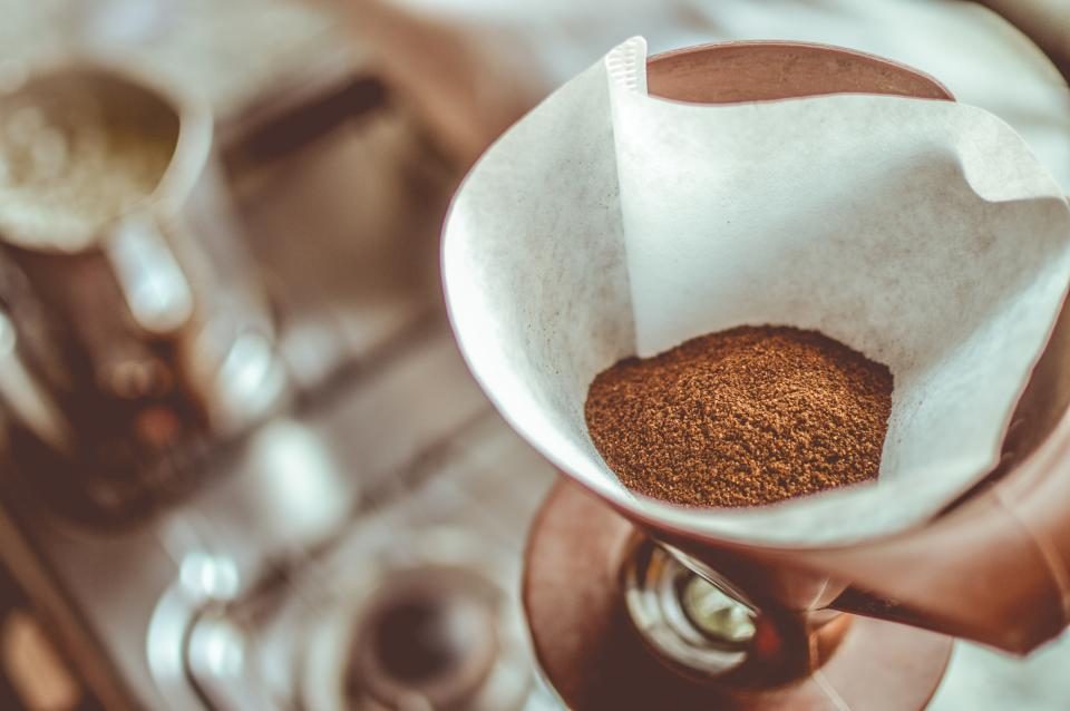 Hand-poured filter coffee in a glass carafe